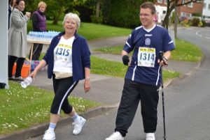 a picture of steve and his mum during his race